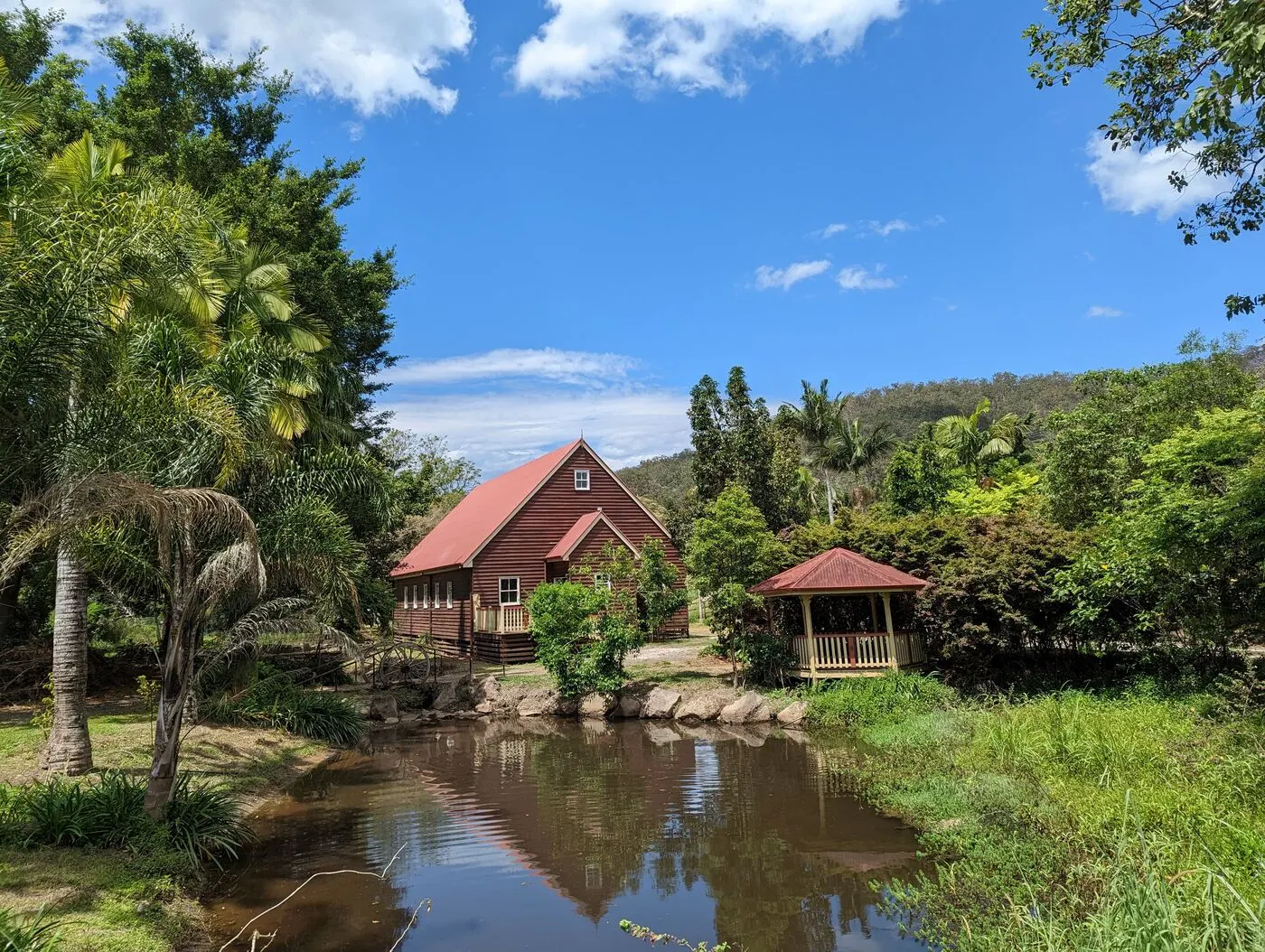 The pond and grounds at Historic Rivermill