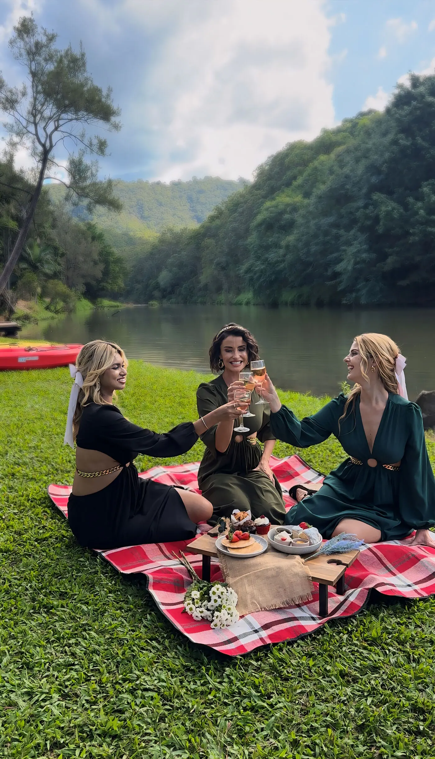 A picnic rug by the Coomera River